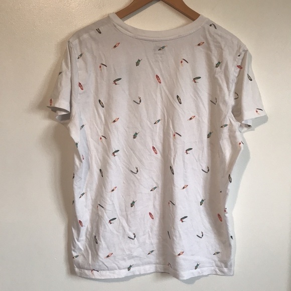 Roots all over surf print T-shirt unisex XL white - Picture 4 of 9